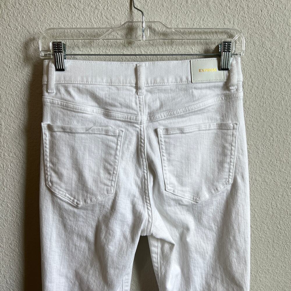 Express High Rise Bootcut White Denim Jeans Women's 4 Stretch Preppy Casual - Picture 5 of 8